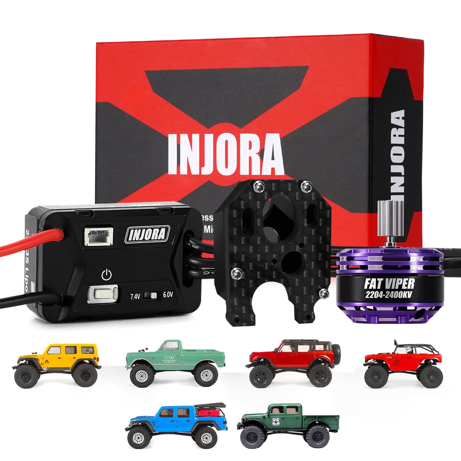 INJORA 2400KV Fat Viper 2204 Motore Brushless Outrunner con Supporto e ESC Brushless MBL32 per Axial SCX24 1/24 RC Crawler