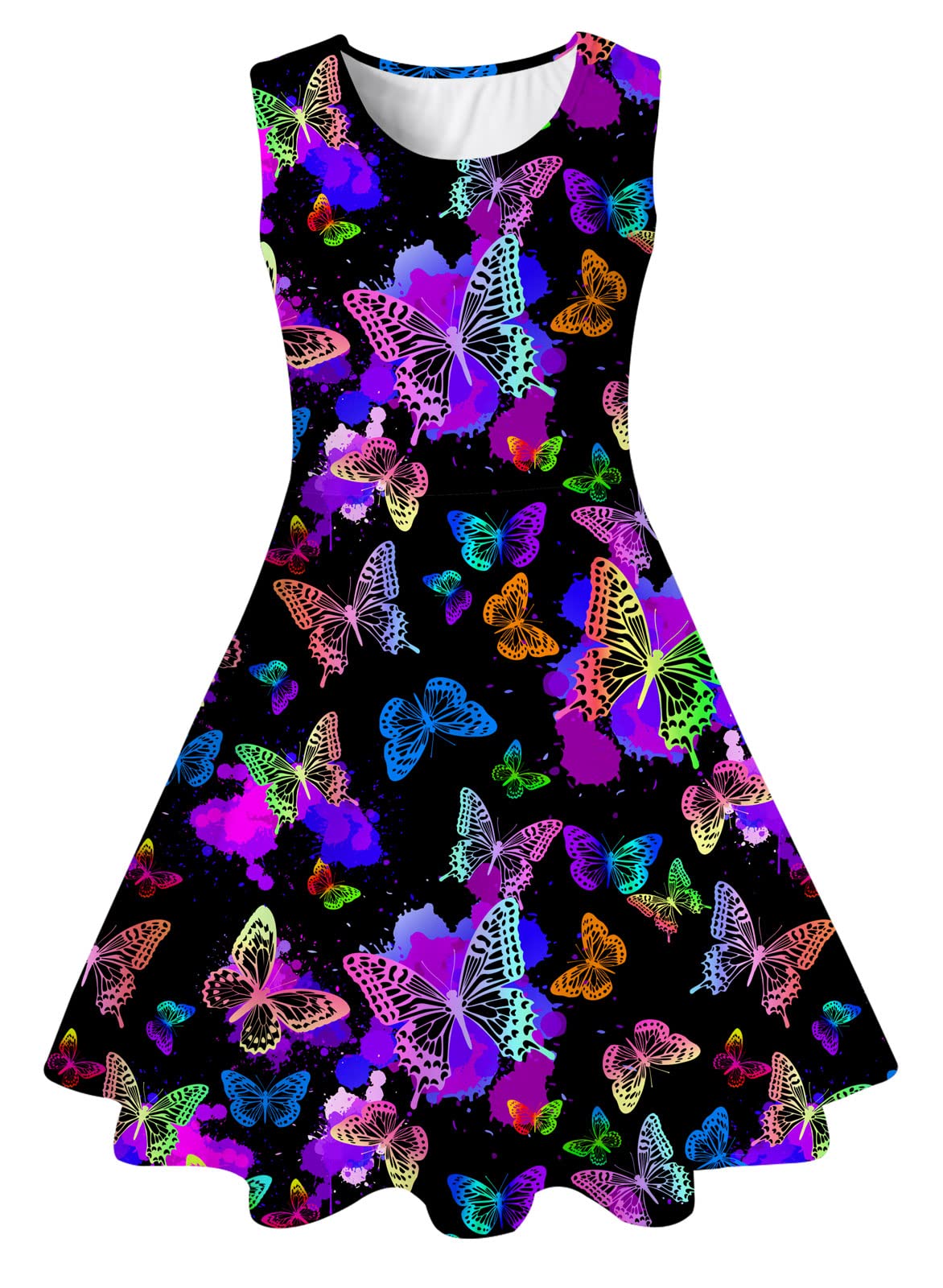 Idgreatim Vestido para Niñas Disfraz Niños A-Line Sin Mangas Vestido de Verano Vestido Colorido 4-15 Años