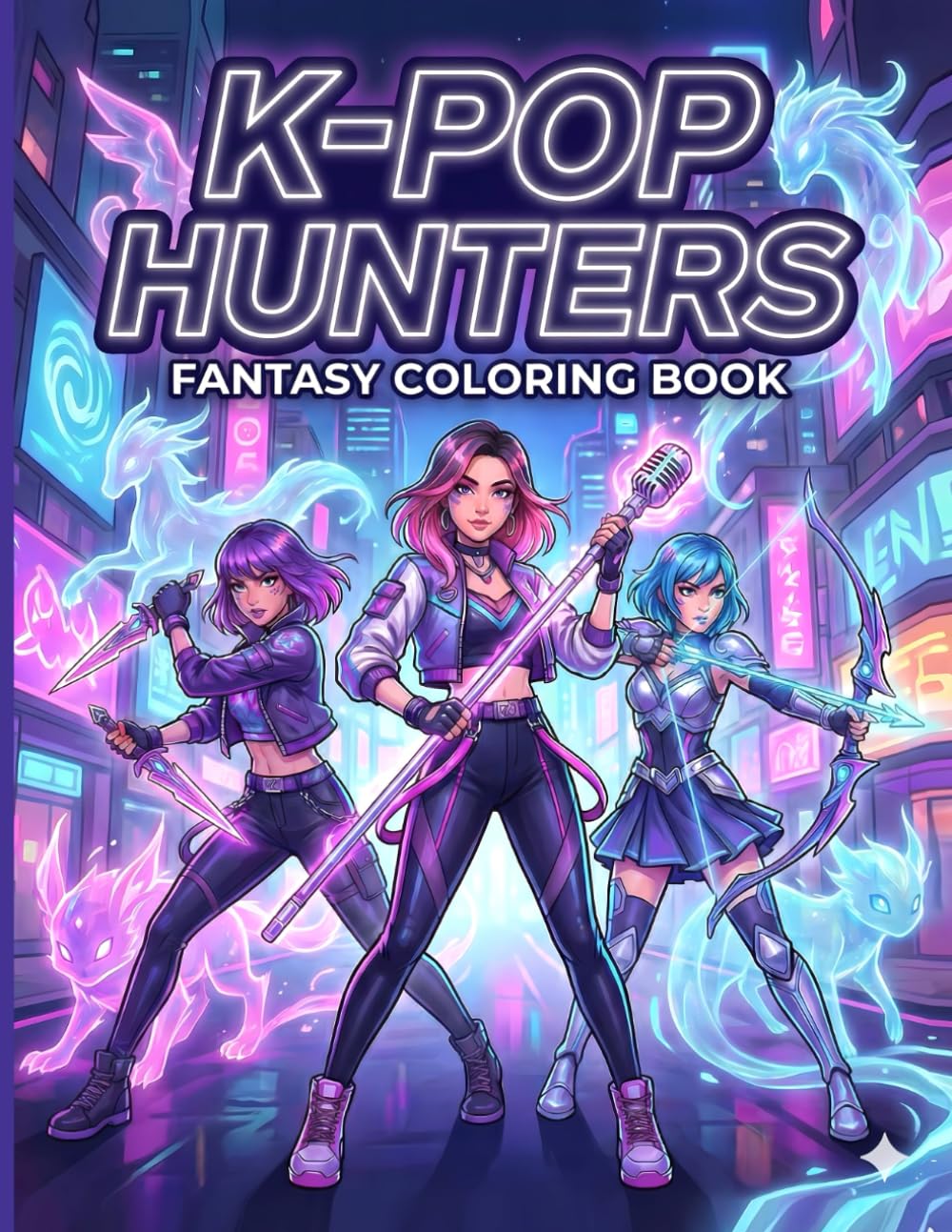K-Pop Hunters Fantasy Coloring Book for Young Adults: 110 Aesthetic Idol-Inspired Designs, Fashion, Music & Relaxing Art