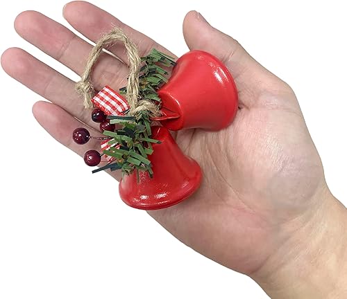 Miniatura 3 de Tinsow 20 campanas de Navidad rojas, adorno colgante de árbol de metal para decoración navideña (20, rojo)