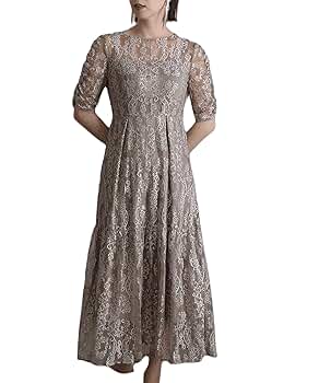 atlo by Pour Vous Lサイズ　オケージョンドレス結婚式 atlo ドレス 結婚式 パーティードレス レースミモレ丈＆七分袖