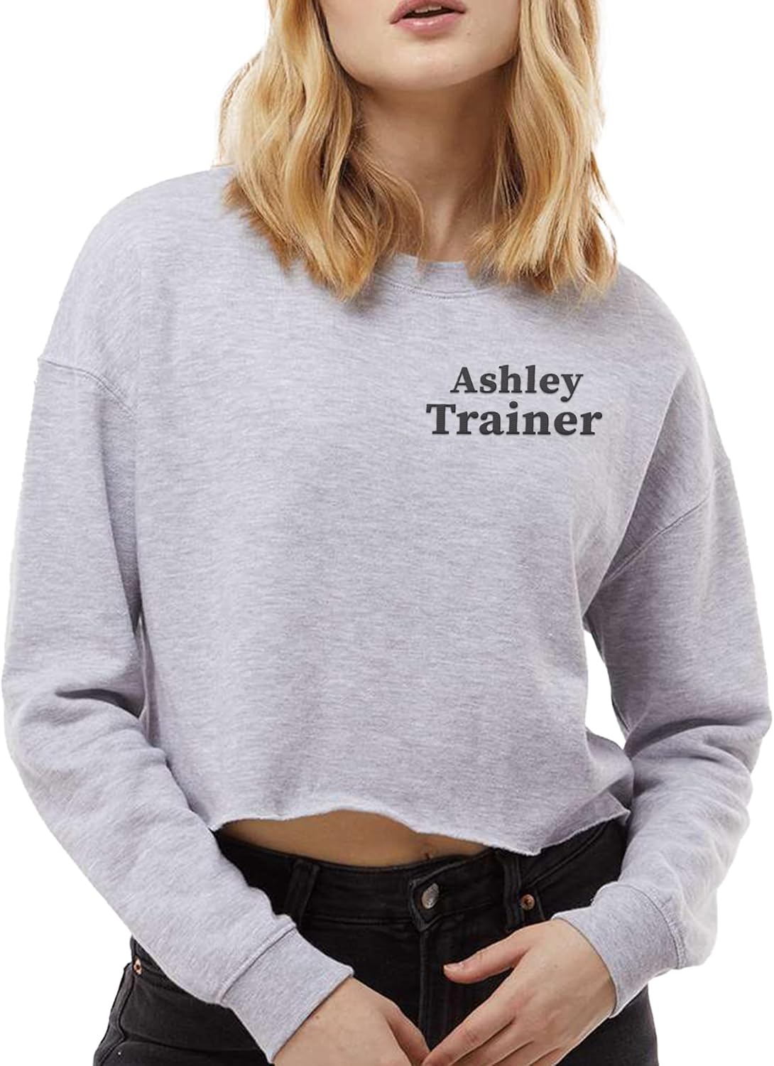 TEEAMORE Custom Embroidered Women's Lightweight Crop Crewneck Sweatshirts Hoodie Stylish & Cozy Fit - Image 8