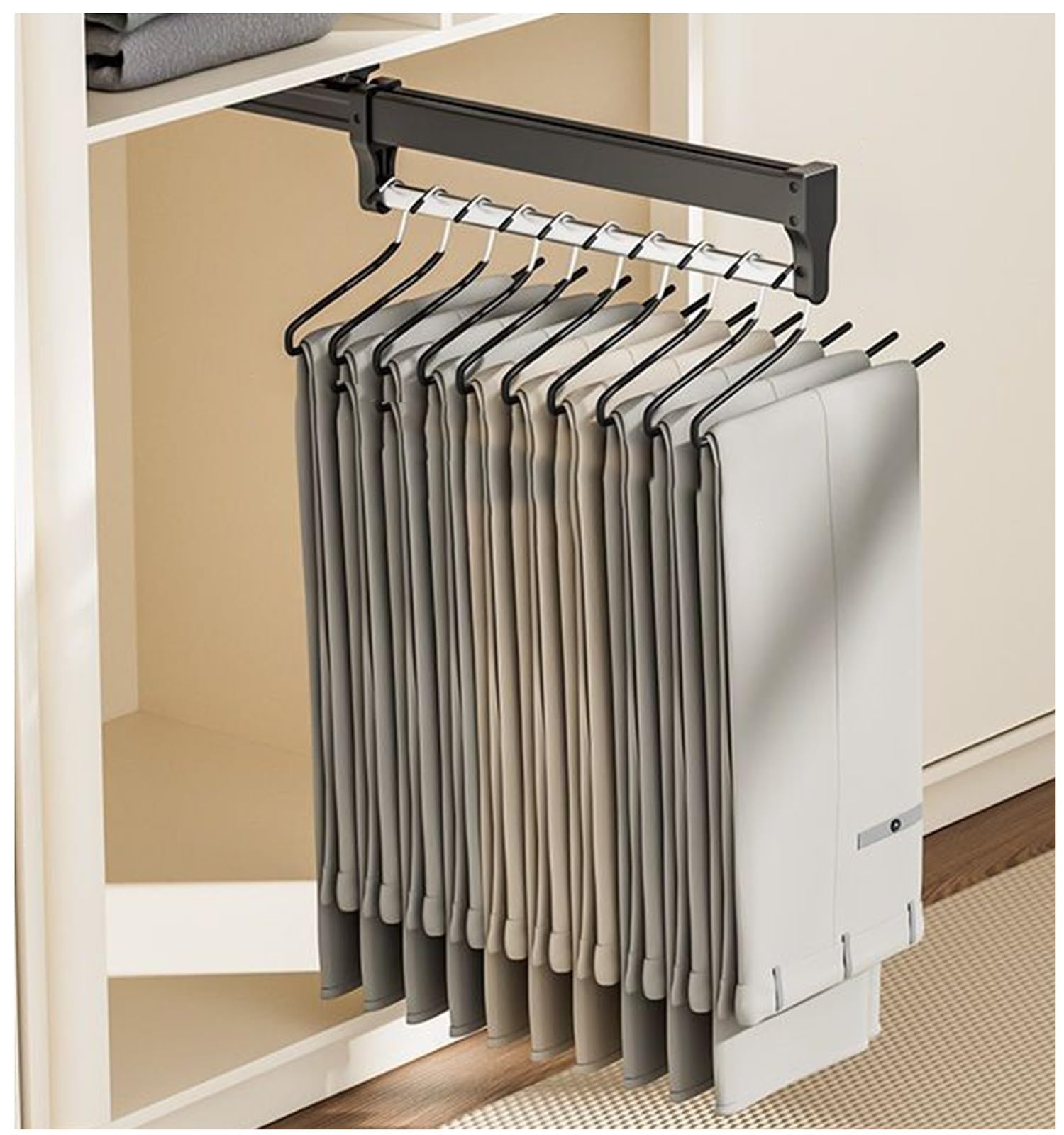 Portant à pantalons coulissant amovible et extensible pour dressing