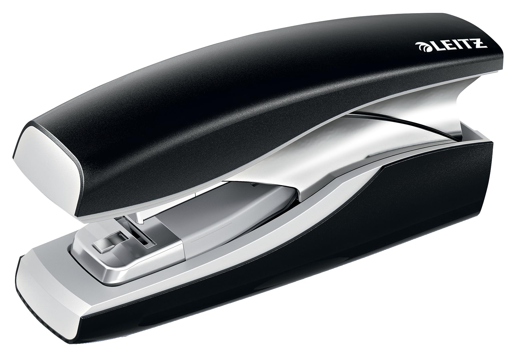Leitz Agrafeuse Sans Effort Softpress Flat Clinch, Capacité 30 Feuilles, Noir, Boîtier Ergonomique, Agrafes Incluses, Gamme NeXXt, 56030095