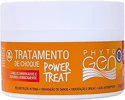 Phytogen, Máscara de tratamento para cabelos, Para todos os tipos de cabelos, Tratamento de choque, Power Treat, 300g, Laranja