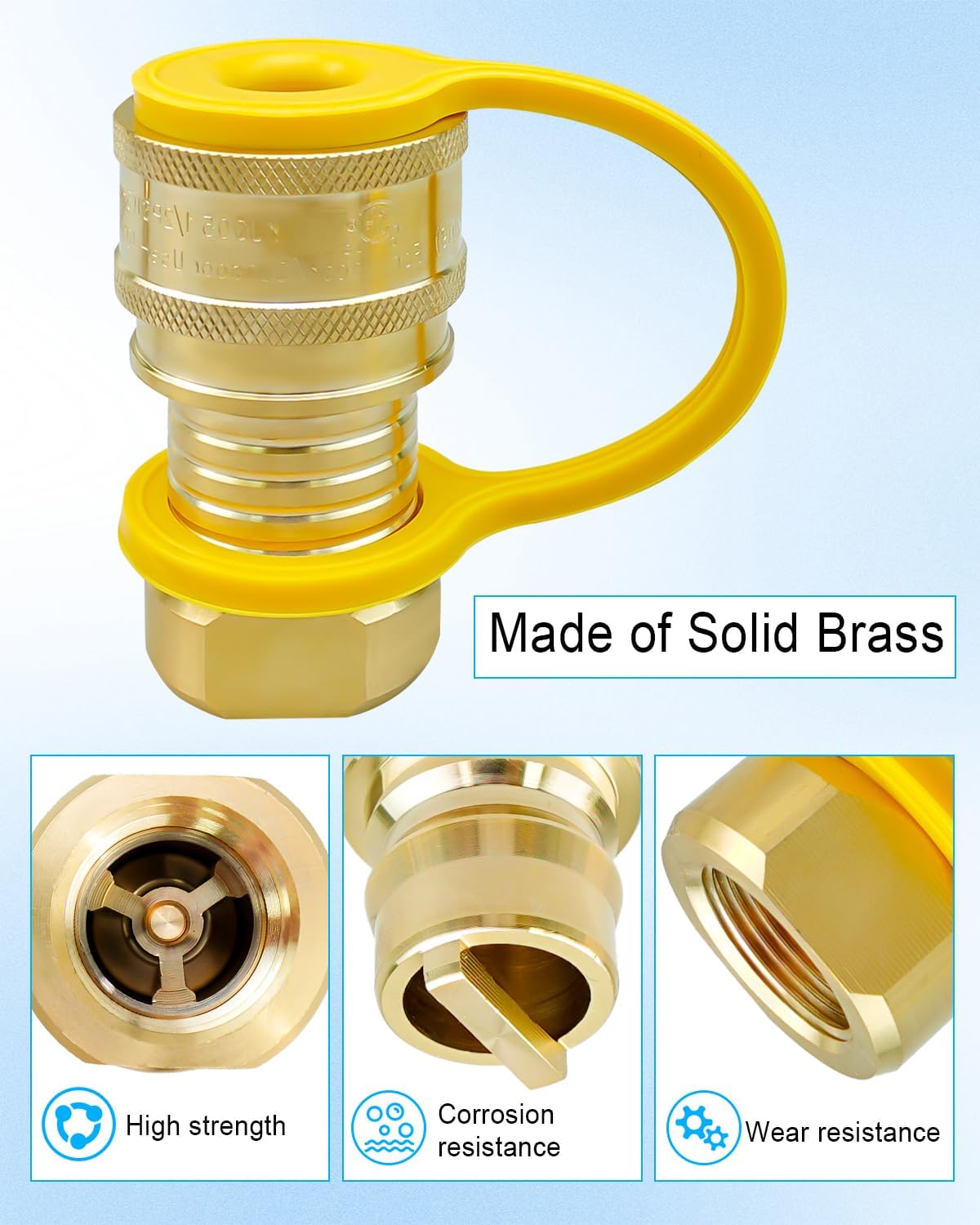 3/4" External Thread Quick Release Connector, Solid Brass Hose Quick Connect Disconnect Fittings Fit for Generator Grills Patio Heaters