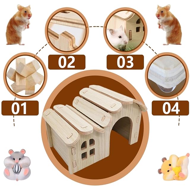 Foto 4 de 6 de Seutmrou Casa de Madera para Hámster Pequeños, Casa de Esquina de Hámster