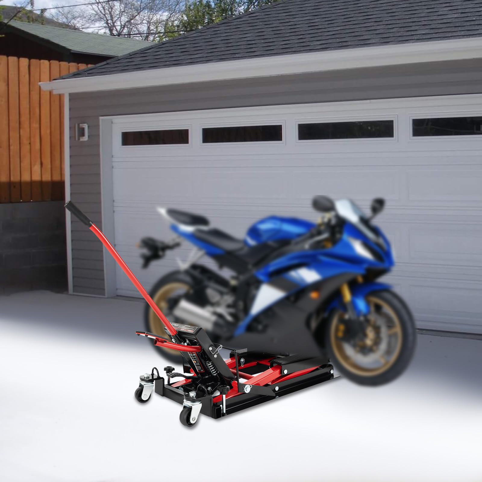 Ponte sollevatore idraulico per moto, 680 kg, regolabile in altezza, per garage e officina