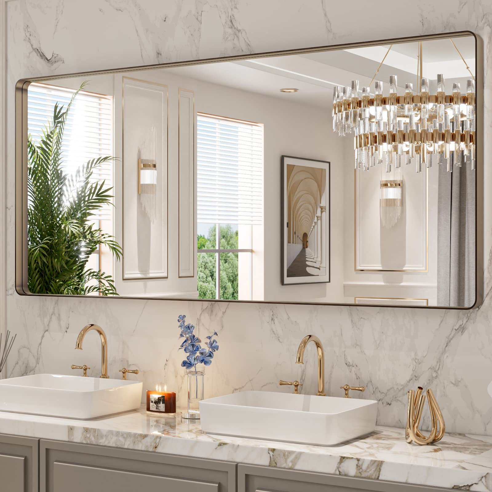 Amazon.com: LOAAO 72”X32” Bronze Bathroom Mirrors for Vanity