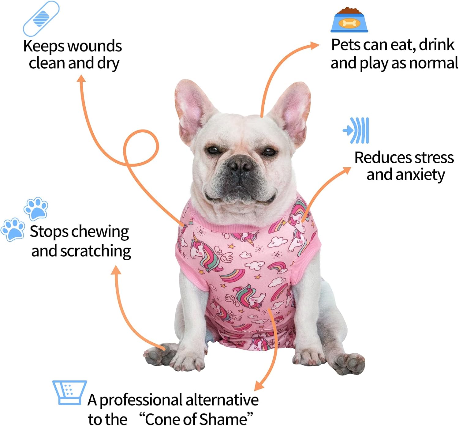 CuteBone Dog Surgery Recovery Suit Cat Surgical Onesie Female Body Suits Male Prevent Pet from Licking Wounds SSF02L
