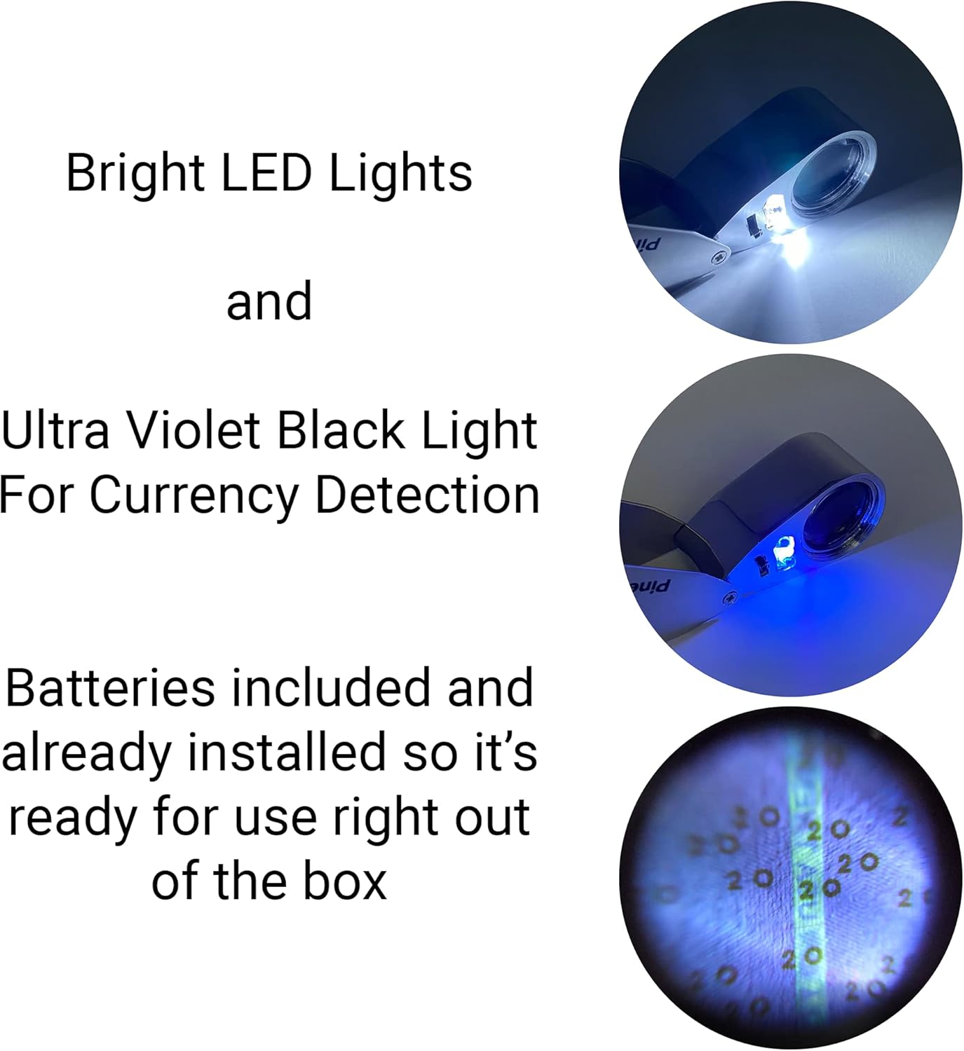 Pineapple 40X Metal Jewelers Loupe Magnifier with Light, Jewelry Eye Loop, LED Lighted Illuminated Magnifying Glass for Jewelry, Trichomes, Plants, Currency, Coins, Diamonds, Stamps : Arts, Crafts & Sewing