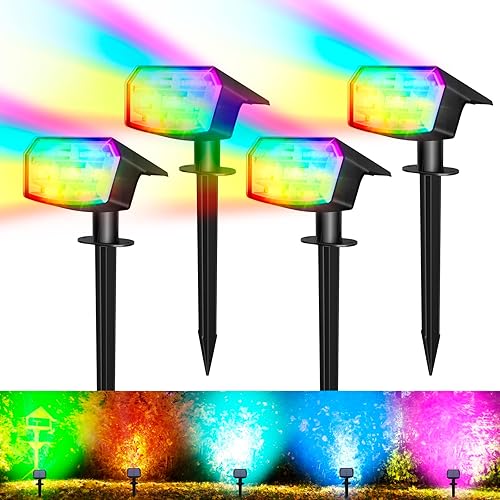 Luces solares que cambian de color al aire libre, 59 luces LED RGB solares para exteriores con 9 modos de iluminación, encendidoapagado automático disponible en Yaxa Peru