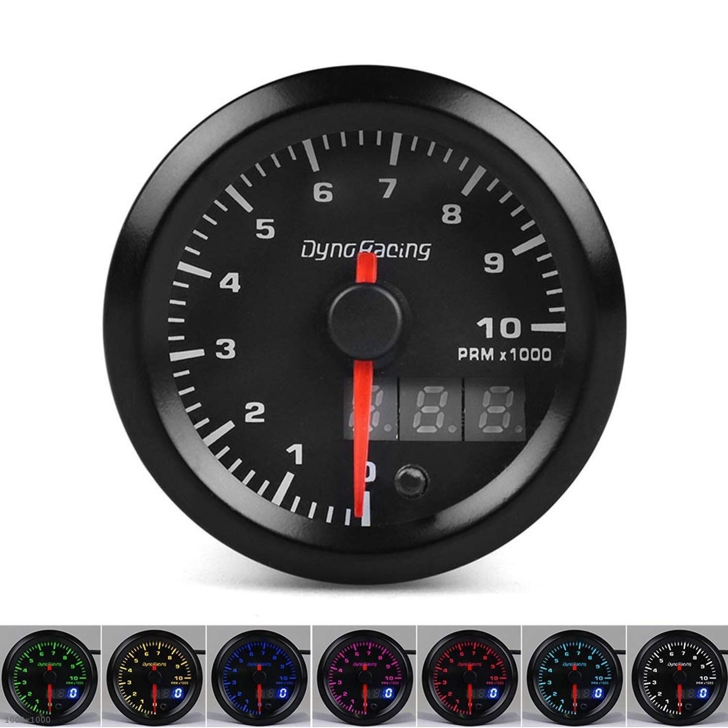 Amazon Hxc Hxc ダッシュボード 52ミリメートルデュアルディスプレイタコメーター0からのrpmゲージ車 のトラックのボートのための7色led車計でステッピングモータbx 計器パネル メーターパネル 車 バイク