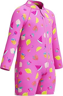 Unisex Kids Long Sleeve Print Zipped One Piece Swimsuit