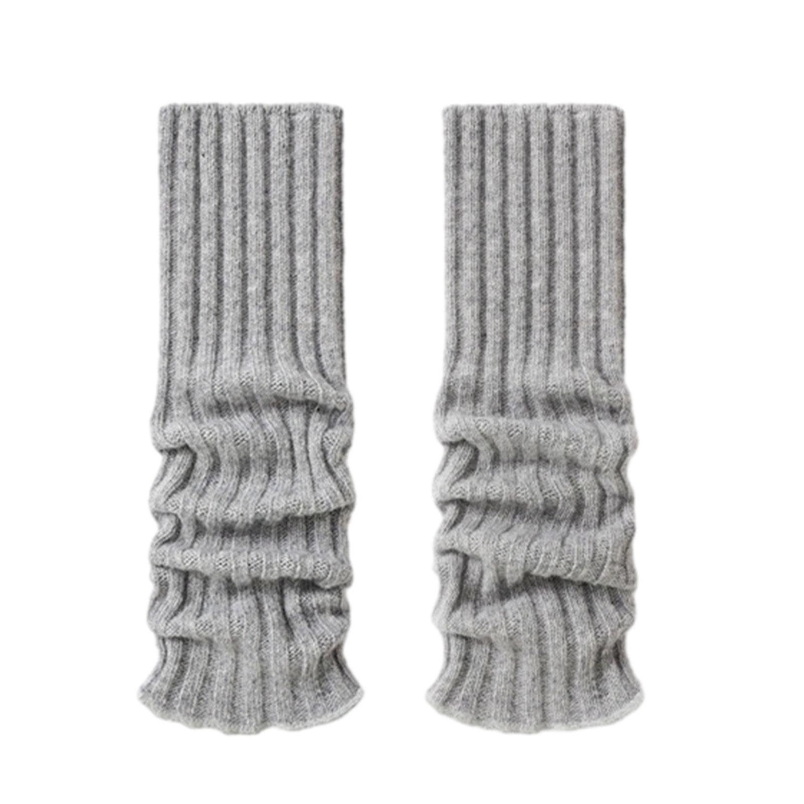 Calentadores de piernas de punto, medias altas góticas, para mujer, invierno, otoño, 44 cm, beige