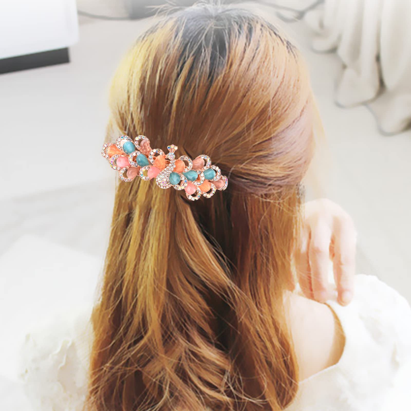 Bleiou Large Hair Barrette Luxury Jewelry Style Rhinestone Hair Clips Gifts for Mom(Multicolor)