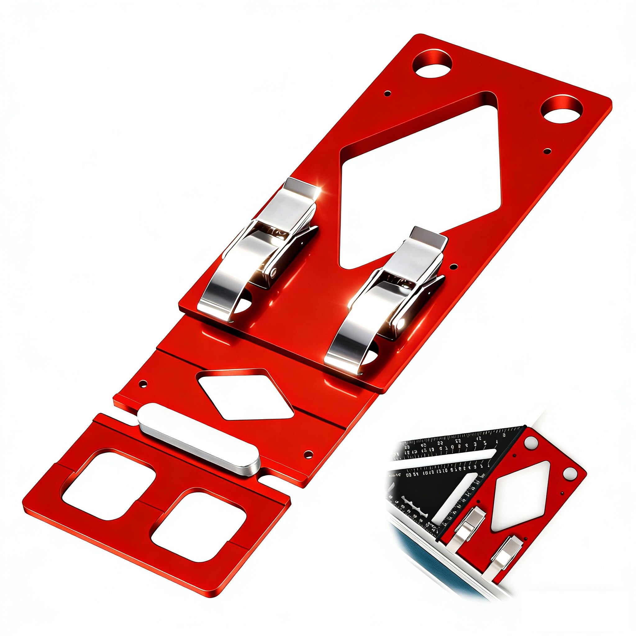 Butée d'angle pour rail de guidage, rail de guidage à angle droit à 90° usiné CNC 300 mm, compatible avec Festool et Makita, butée avec guide de bord pour scies circulaires (rouge)