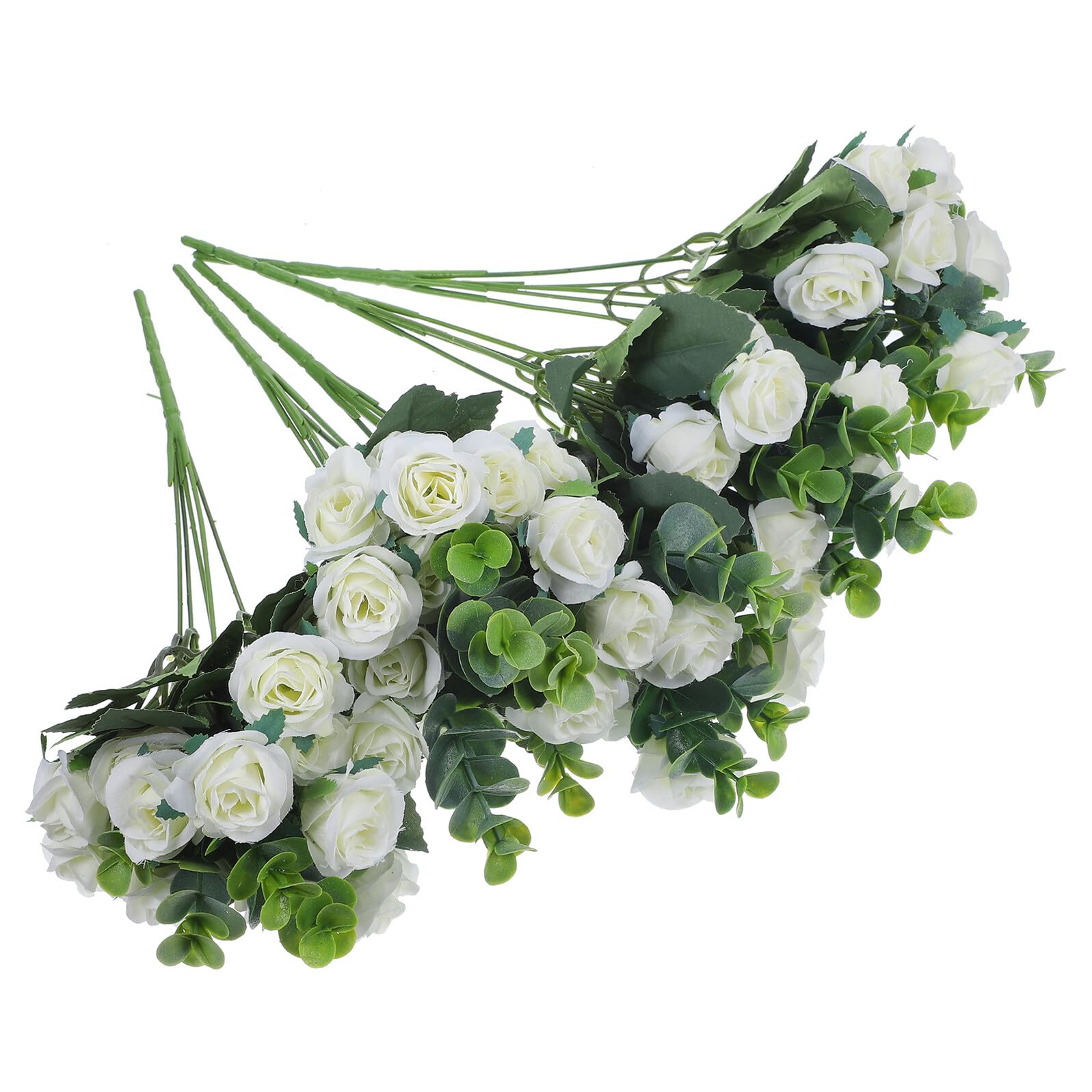 Bouquet de fleurs artificielles étanches roses et eucalyptus blancs pour embellir sans flétrir