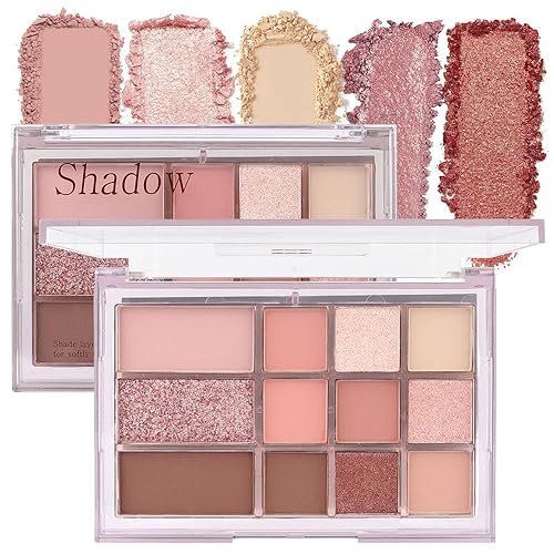 Paleta de sombras de ojos mate con brillo azul y verde. Paleta de polvo de brillo dorado beige natural de larga duración. Maquillaje de ojos