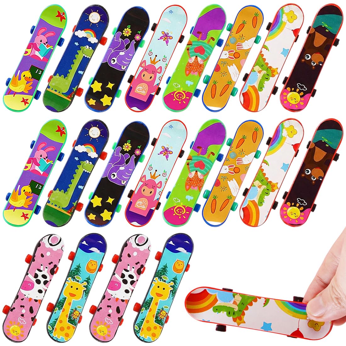 20 Pcs Fingerboard Finger Skateboard Set Patineta de Juguete para Fiestas, Juegos de Dedos, Regalos de Monopatines para Adolescentes, Mini Skates para cumpleaños - Color aleatorio