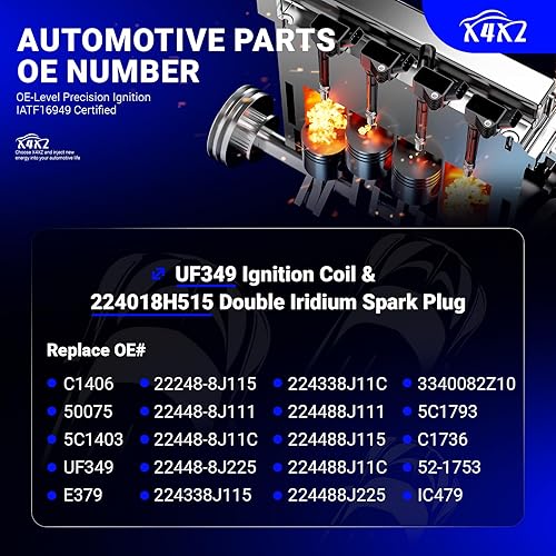 Vista 119 de Paquetes de bobina de encendido UF549 y bujía de iridio doble 9029, para Nissan Altima Versa Sentra Rogue Cube NV200 Pathfinder Infiniti FX50 M56