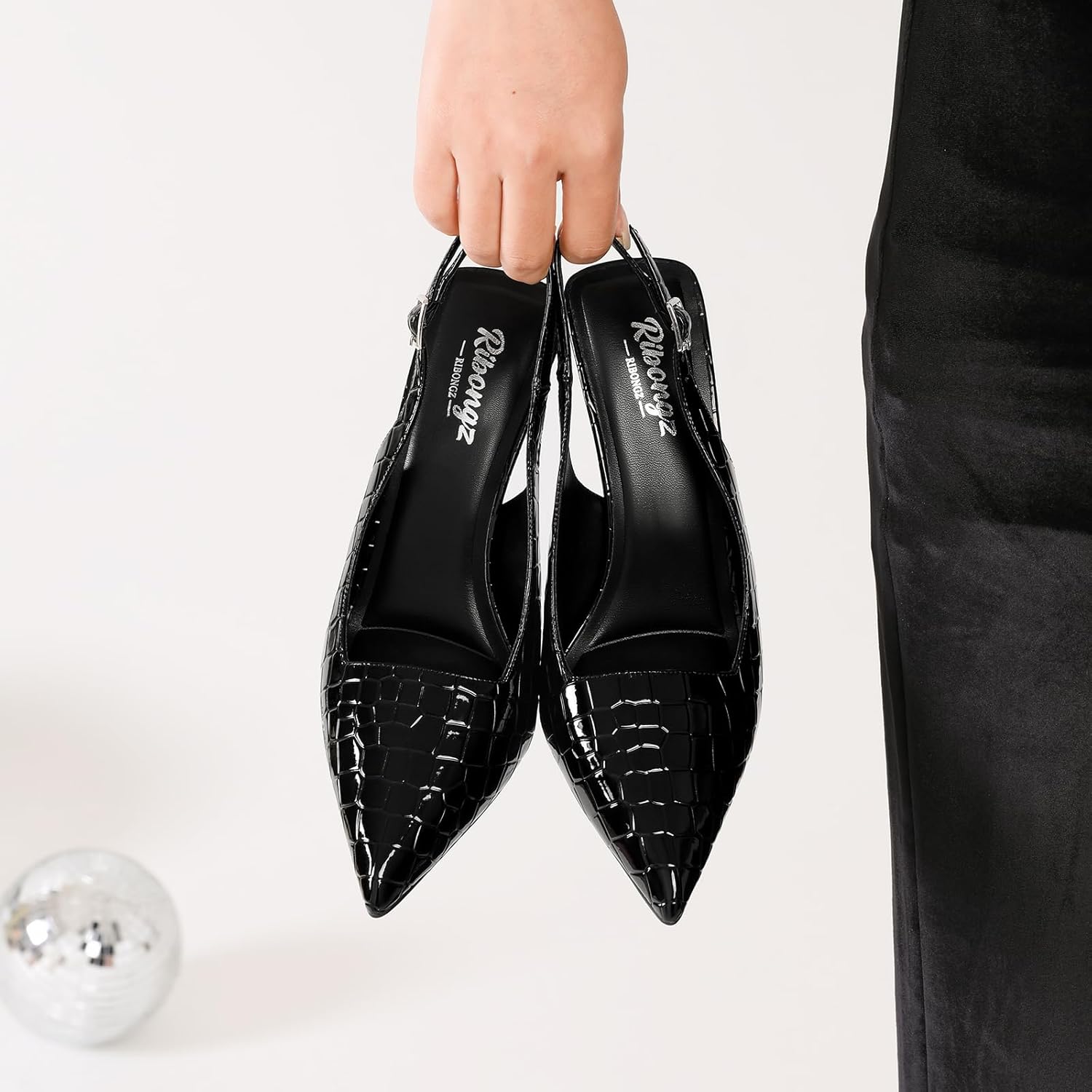 RIBONGZ Sexy Slingback Pumps Elegant Dressy Heels for Women Closed Toe Pointy High Heels Wedding Bride Prom Party Evening Shoes - Image 6