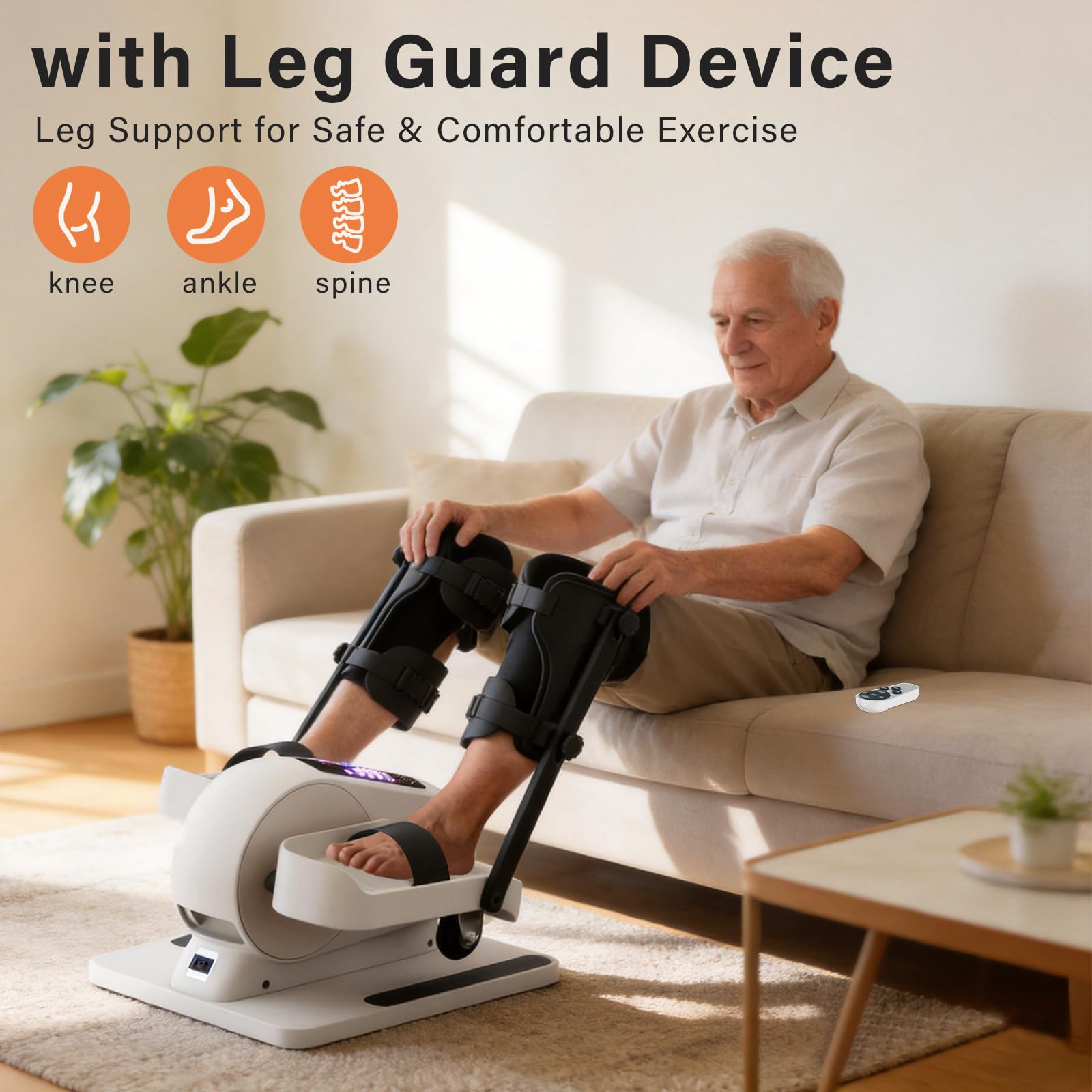 TODO Ellittica Elettrico per Casa, Ellittico Sotto Scrivania con Protezioni gambe, 15 velocità Regolabili & 9 Livelli di Resistenza, Cross Trainer Pedaliera per Anziani con Telecomando e LED Display
