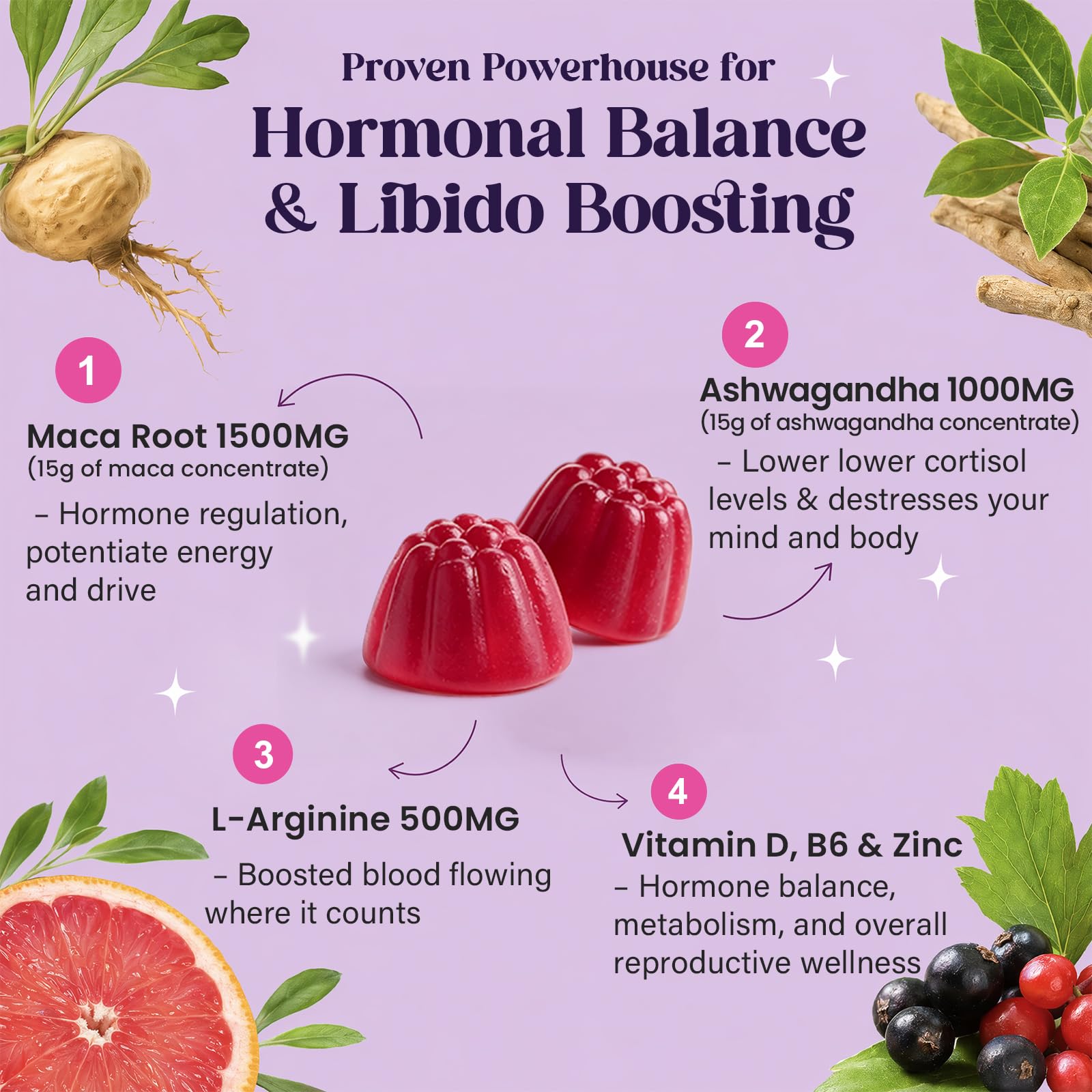 Libido Support for Women, 1500mg Maca Root & 1000mg Ashwagandha Gummies — Amazon image 2