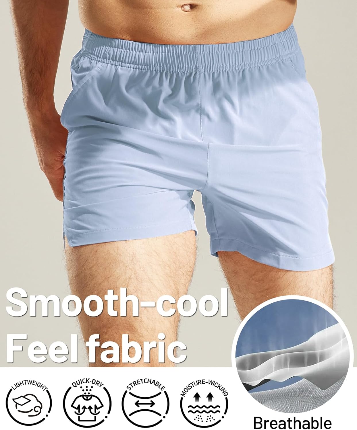 MIER Men's Workout Running Shorts Quick Dry Active 5 Inches Shorts with Pockets, Lightweight, Breathable - Image 6