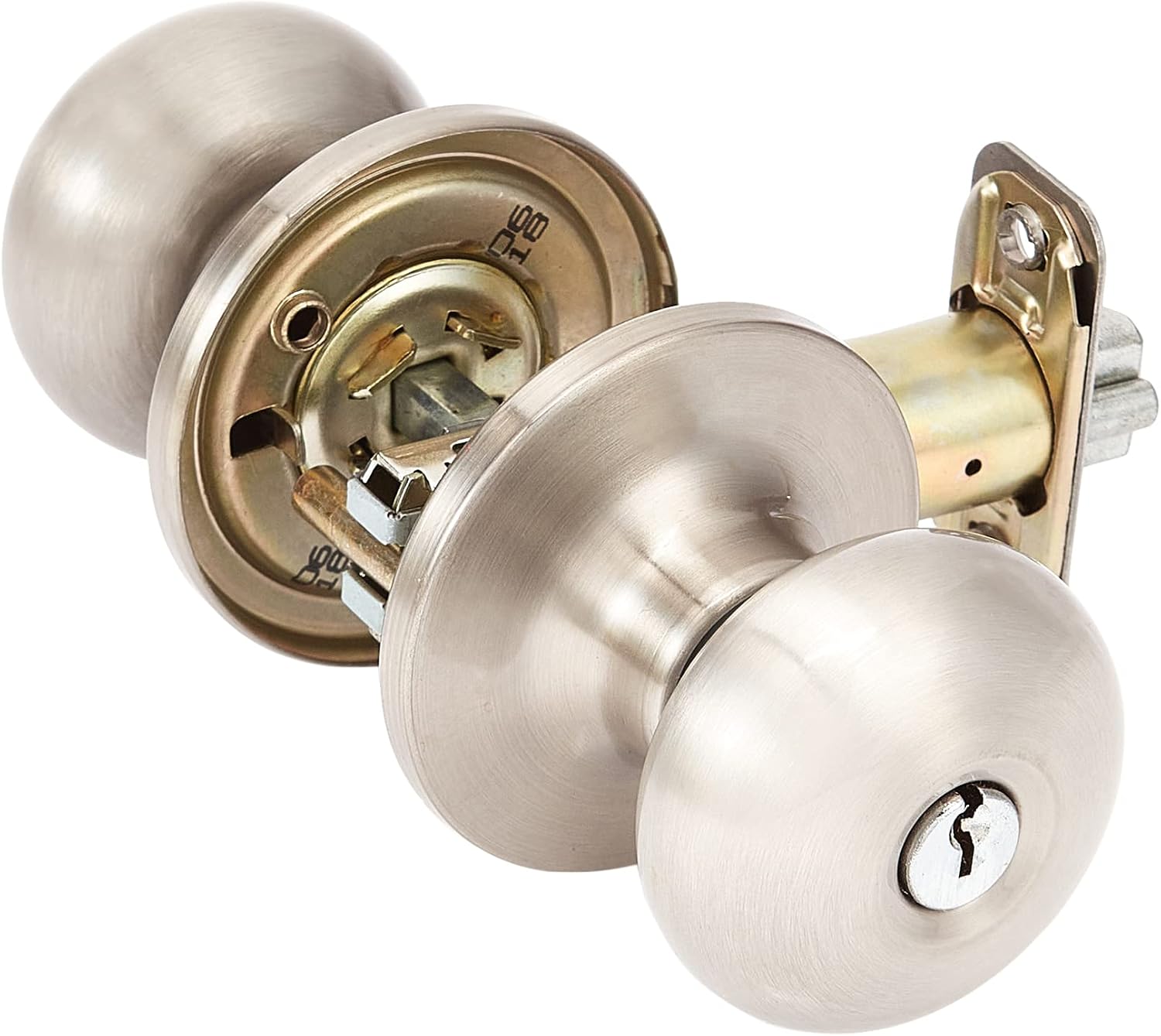 Master Lock Keyed Entry Door Lock, Biscuit Style Knob, Satin Nickel, BCO0115