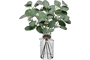 FOTEEWL Artificial Eucalyptus Stems in Glass Vase