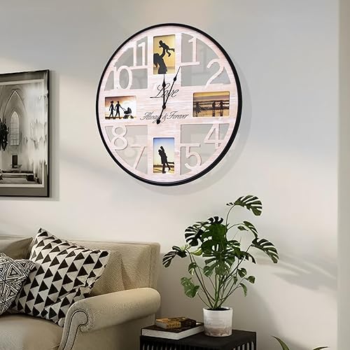 Reloj de pared grande, rústico, silencioso, funciona con pilas, para sala de estar, cocina, decoración del hogar, diseño recortado, relojes de pared