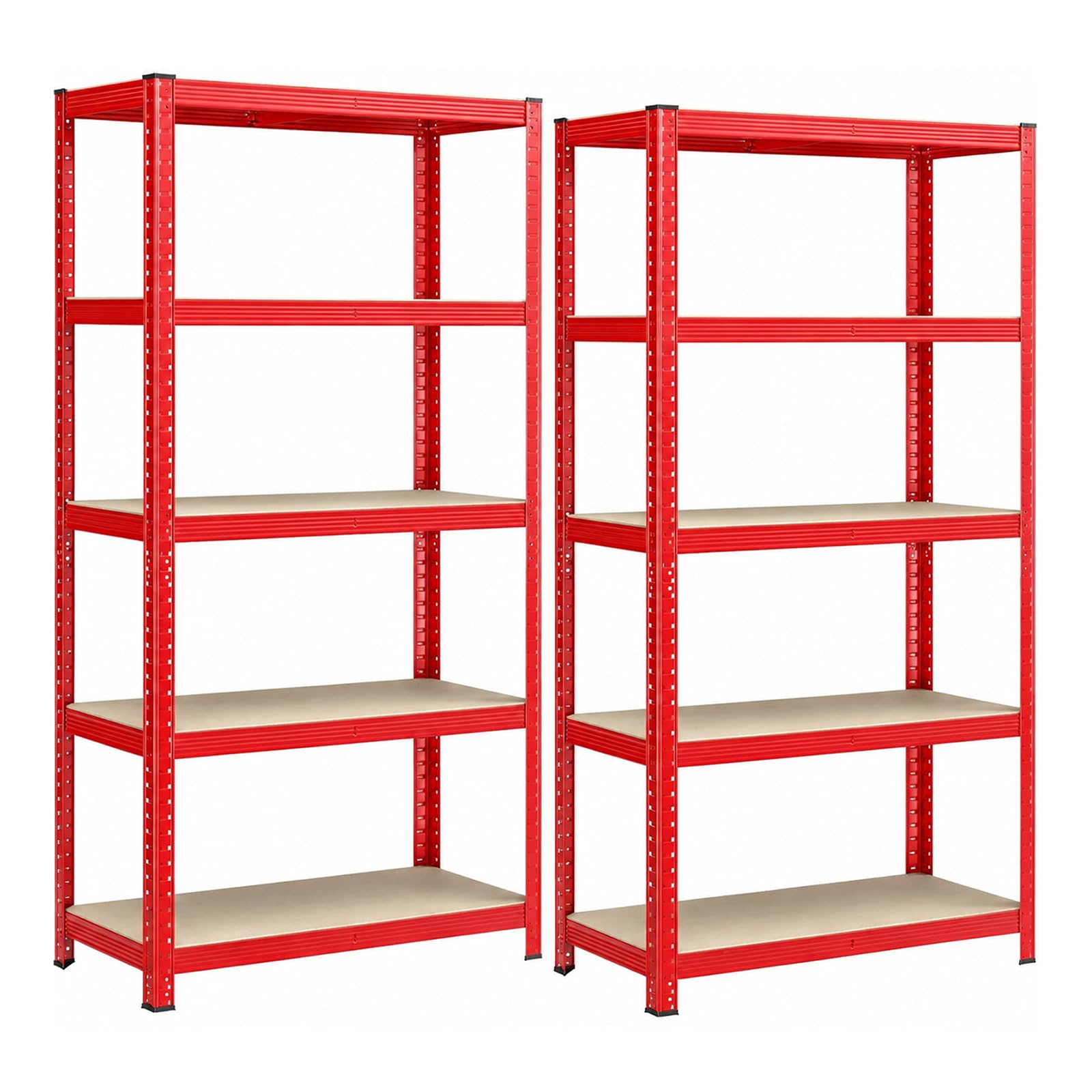 COZYBRITE Garage Shelving Units 5 Tier 2 Pack 90x40x180cm Red