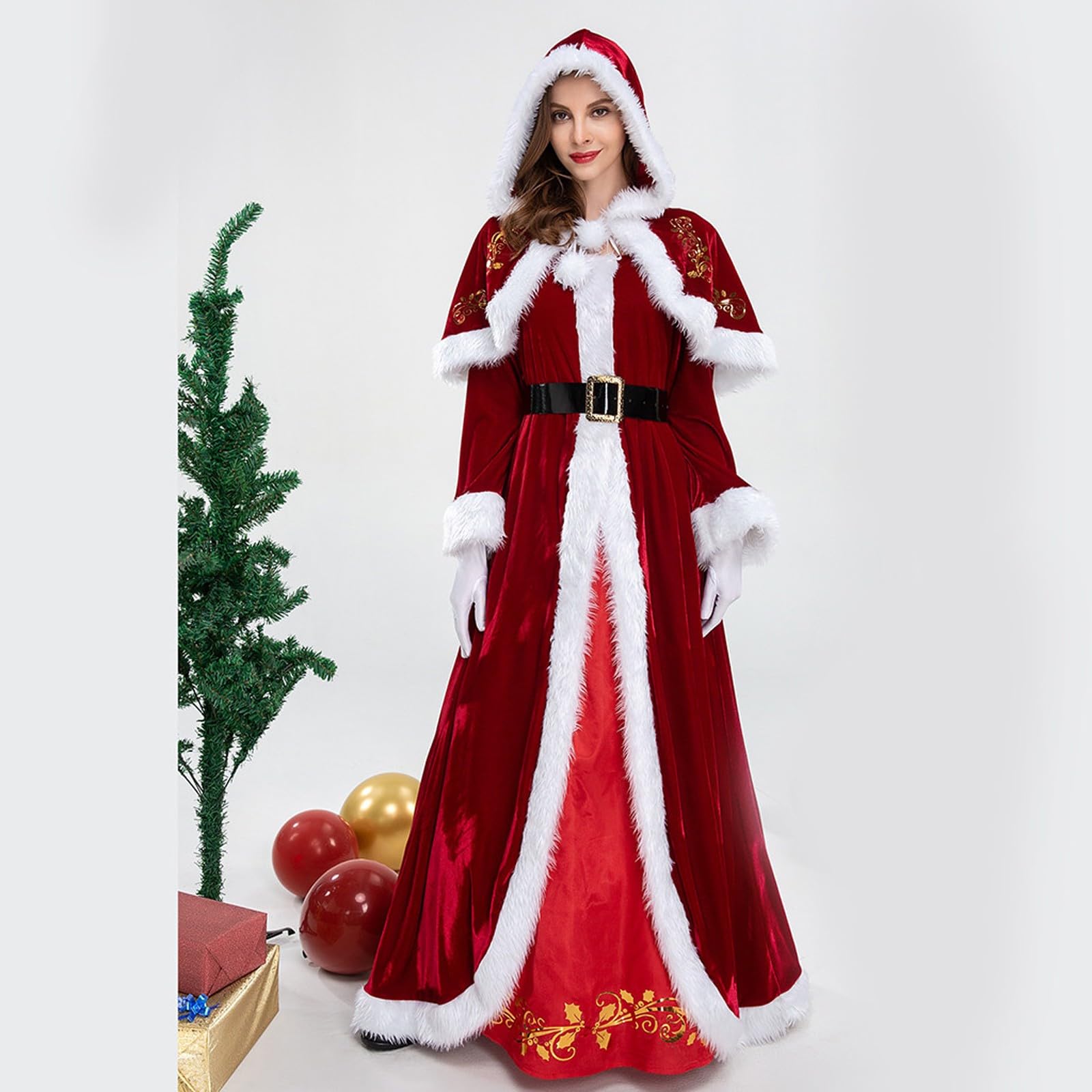 Vestito di Natale delle Donna Abito con Scollo Rotondo da Festa Elegante Vestiti al Ginocchio Stampa Renna E Fiocco Neve Vintage Abiti Regalo