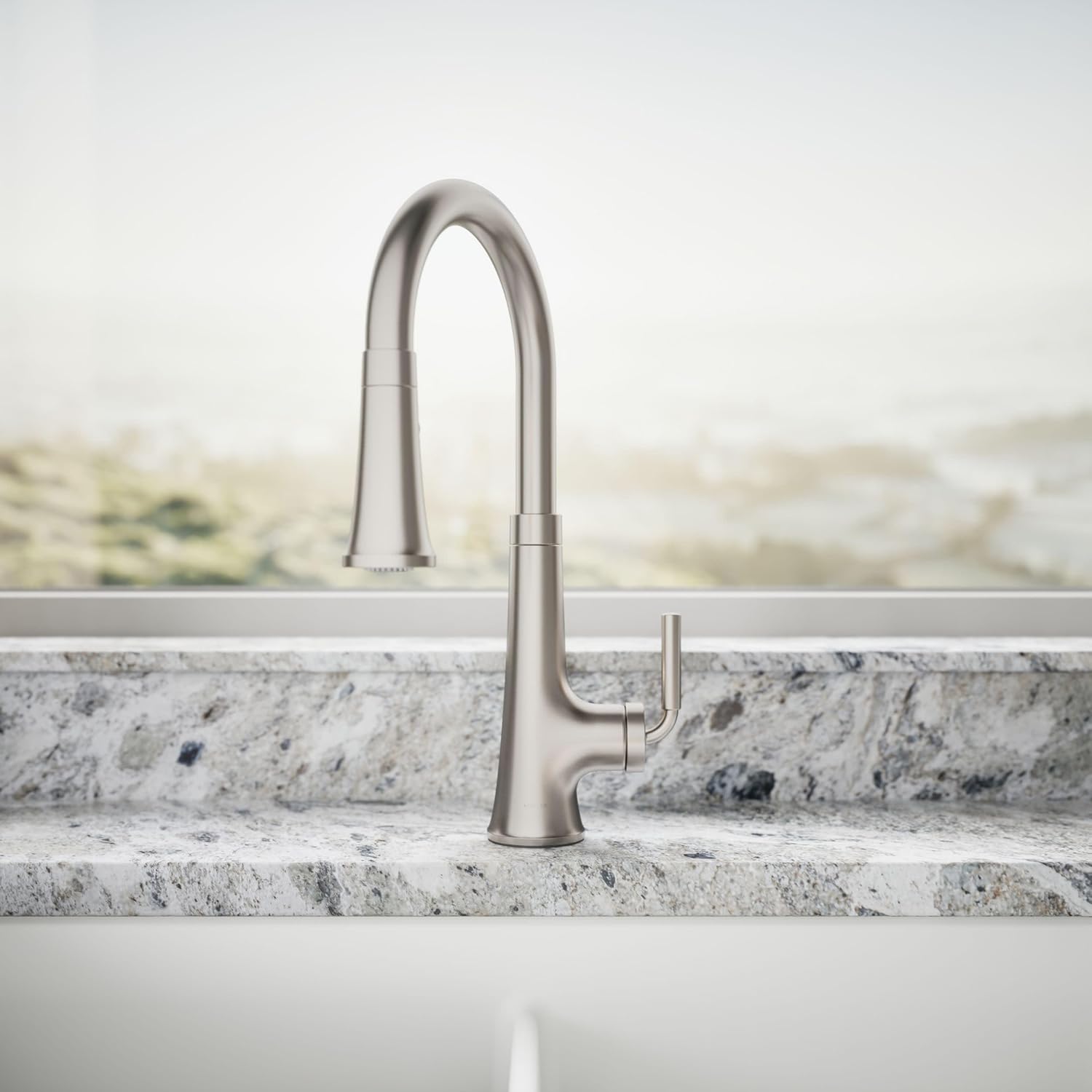 Kohler 23764-VS Tone Pull Down Kitchen Faucet, Kitchen Sink Faucets with Pull Down Sprayer, Vibrant Stainless