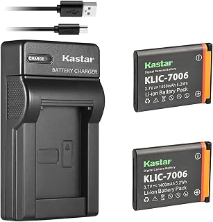 Kastar Battery (X2) & Slim USB Charger for Kodak KLIC-7006 K7006 & EasyShare M22, M23, M200, M522, M530, M531, M532, M550, M552, M575, M577, M580, M583, M750, M873, M883, M5350, M5370, MD30, Mini