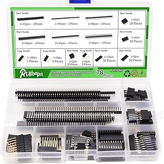 78 PCS 2.54mm Male and Female Pin Header Connector Assortment Kit Includes 9PCS Breakaway Pin Header and 69pcs Stackable Shield Header PCB Board Pin Header