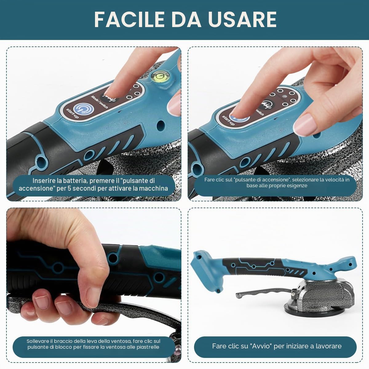 Macchina per la Posa di Piastrelle Ricaricabile, Vibratore per Piastrelle, Macchina Elettrica per Piastrelle Portata Massima 100kg, Livellatrice per Piastrelle, 21V, Macchina per Piastrellatura