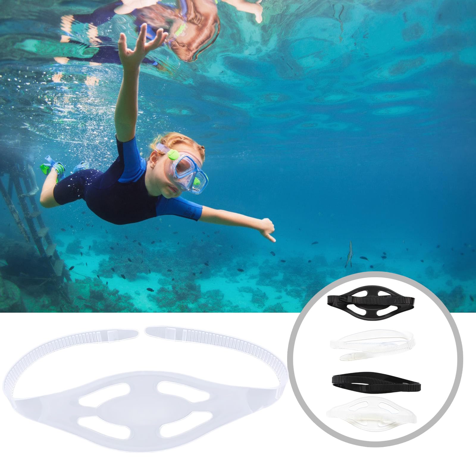 Cinturino in silicone per facciale subacquea, nuoto, snorkeling, immersioni, visiera, ricambio per snorkeling