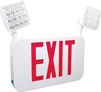 Fulham Exit Sign with Emergency Lights, White, 2 Faces, LED, Wall/Ceiling Mount, Nickel Cadmium - 1 Each