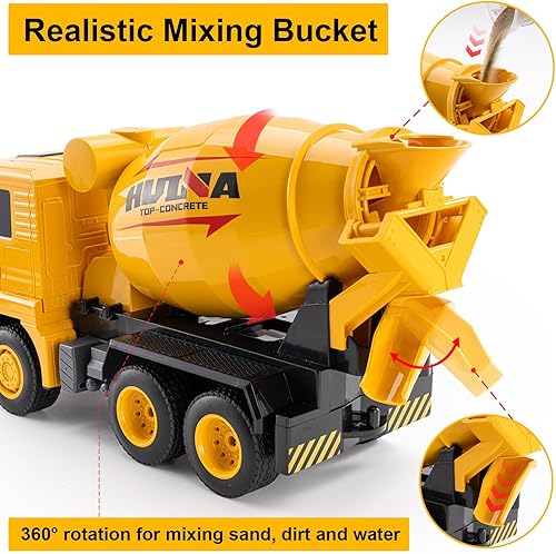 Miniatura 3 de YAZHIYI Camión mezclador de juguete con control remoto de 6 canales, camiones mezcladores de cemento para niños, vehículos de construcción RC