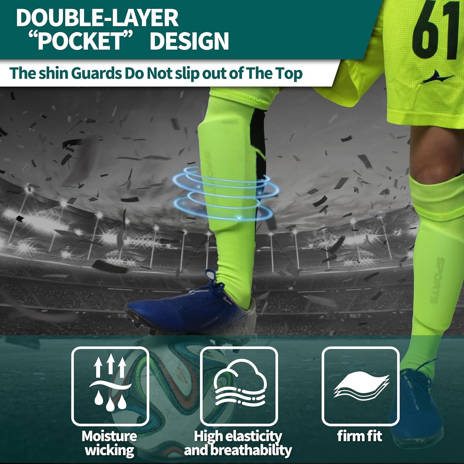 Neouth Soccer Shin Guards, Breathable Football Shin Guards Soccer for Adult & Teen, Football Accessories, Soccer Protective Equipment for Adult Teenagers (10x18cm) 2