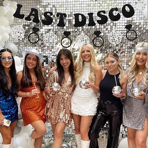 Miniatura 8 de Guirnalda de bandera de discoteca con purpurina dorada rosa para discoteca espacial, vaquera, occidental, suministros de decoración de despedida de