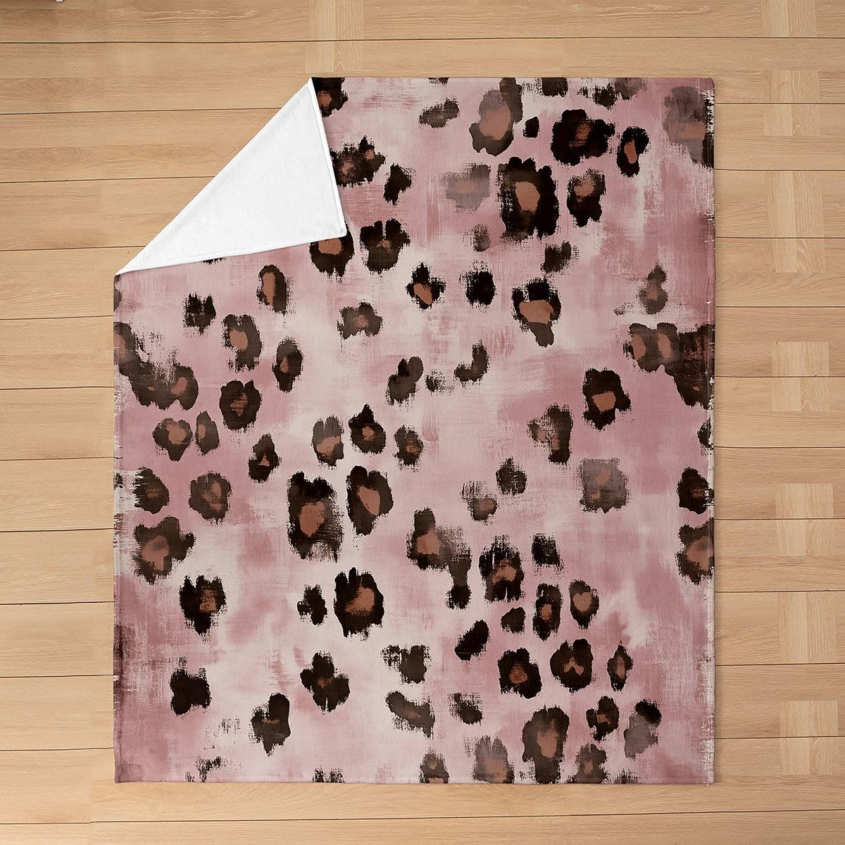 Feelyou Pink Brown Leopard Fleece Throw Blanket Modern Abstract Flannel Blanket Plush Fuzzy Animal Print for Bed Couch Chair Living Room Leopard Pattern Throw 50"x60" Bedroom Decor image 2