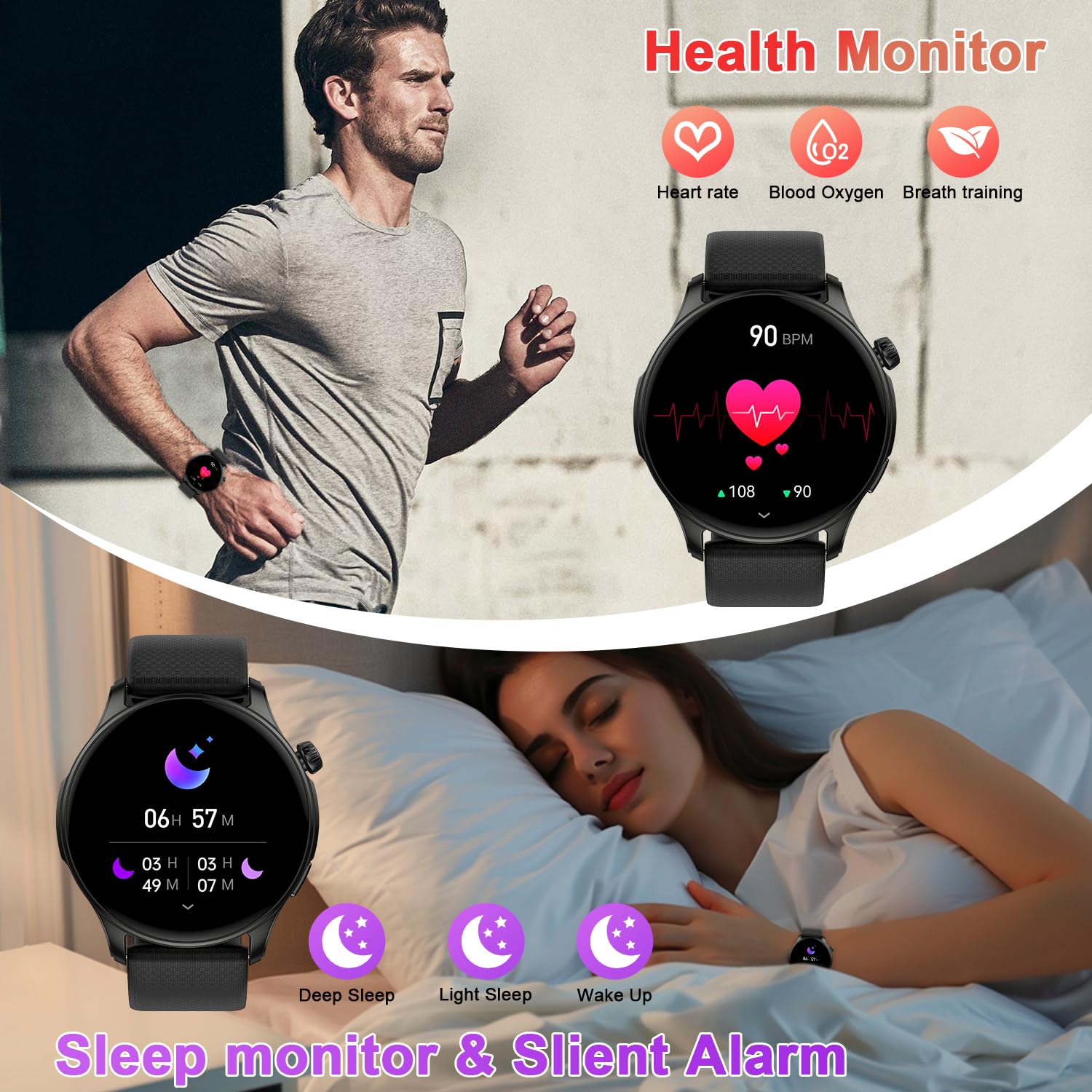 Smart Watch for Men Women Fitness: Waterproof Running Digital Mens Watches Step Pedometer Tracker Make Answer Call Smartwatch Android Phone iPhone Samsung Compatible SpO2 Sleep Heart Rate Monitor