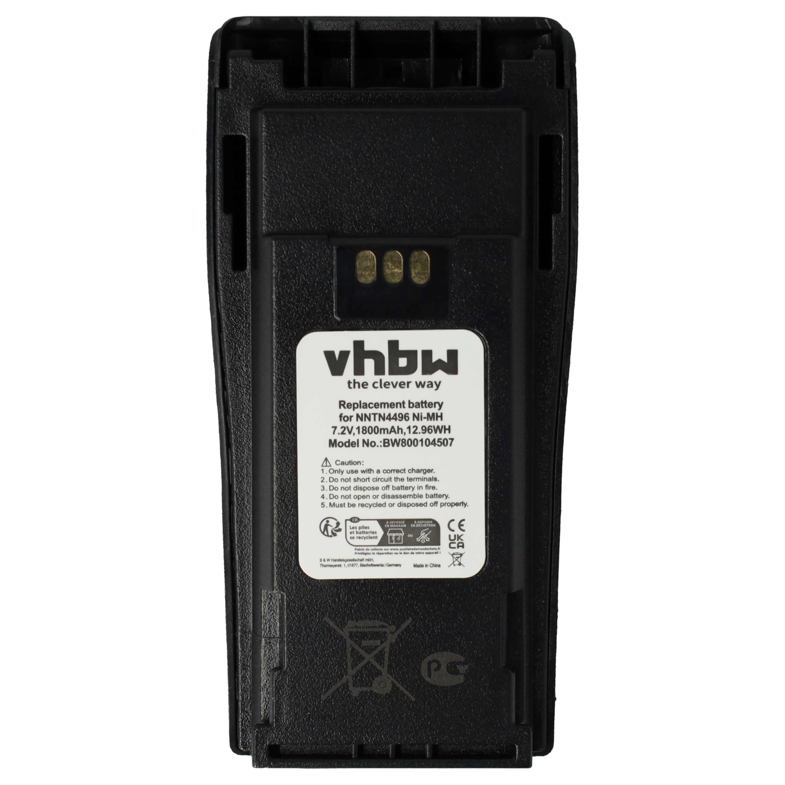 Vhbw 5x Batteria NiMH 2500mAh Per Motorola PMNN4253 – Compatibile Con Radio E Walkie-talkie + Clip