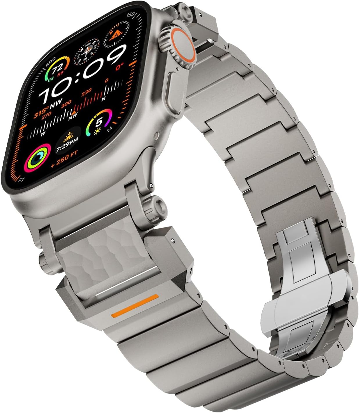 Titanium Watch Band Compatible with Apple Watch Ultra 3/2/1 49mm 46mm 45mm 44mm 42mm, Adjustable Watch Band for Men with Butterfly Clasp for iWatch Series 11 10 9 8 7 6 5 4 3 2 1