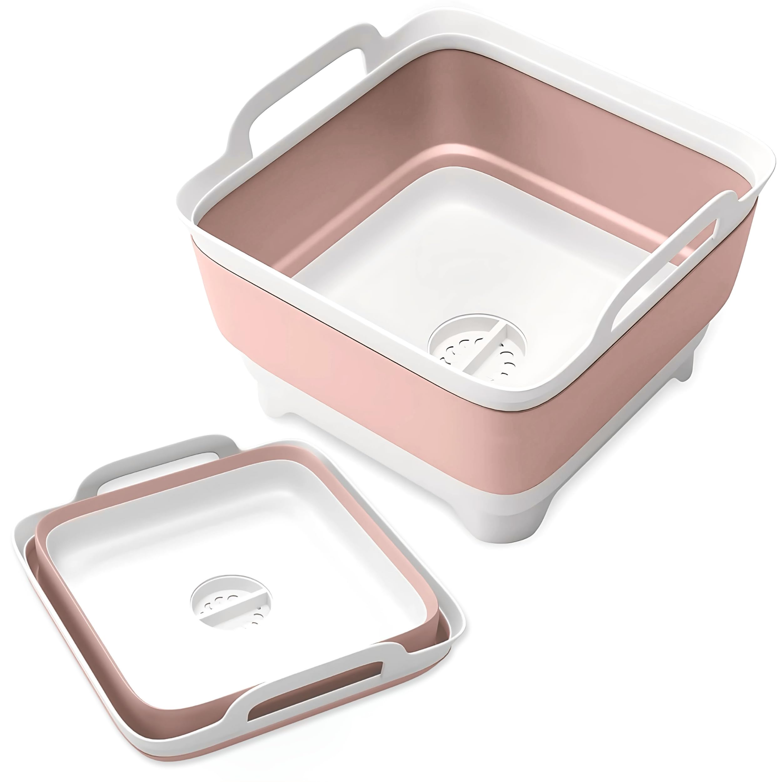 Collapsible Wash Basin with Drain Plug - 2.4 Gal(9L) Wash Basin for Baby Bottles, Foldable Dish Pans for Kitchen Sink &amp; Camping &amp; Hand Washing Station, Wash Bin, Laundry Tub, Portable Dish Tub