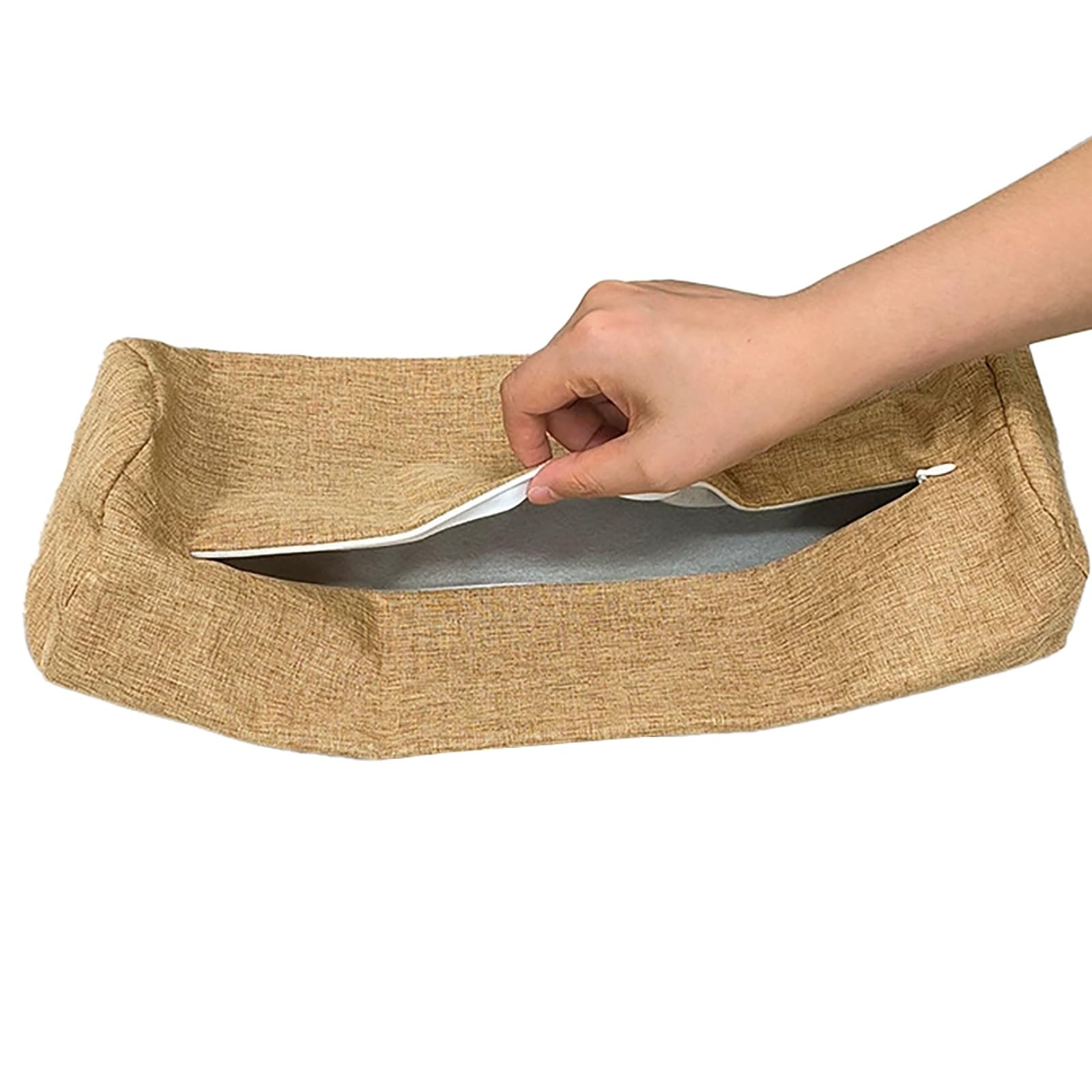 Msncs Light Brown Round Cervical Neck Roll Pillow Cover Linen Cervical Pillowcase Cylindrical Bolster Pillow Cover With Zipper For Cylindrical Cushion (Pillow Cases Only)(,15Cmx50cm)