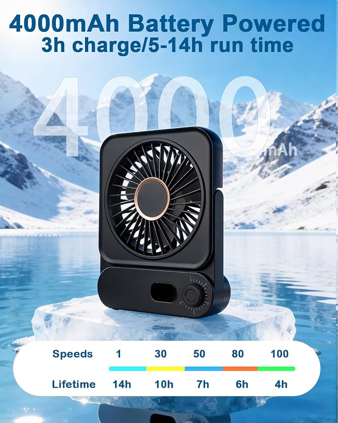 Ventilador Portátil de Mesa 5V con Base Magnética y 100 Velocidades miniatura 7